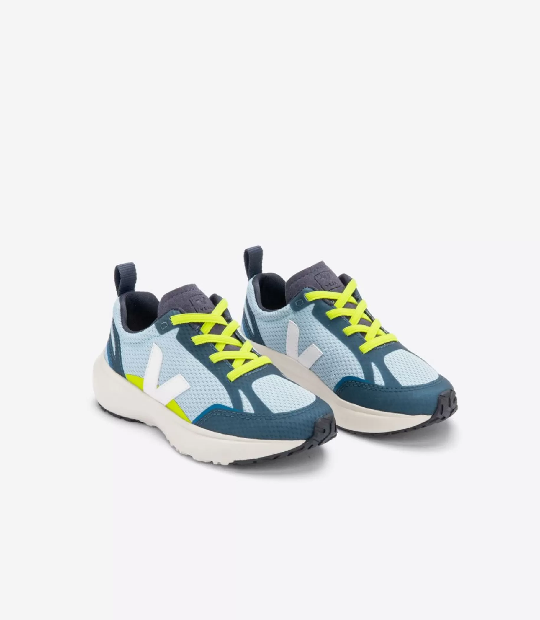 New VEJA Canary Elastic Laces Alveomesh Steel White