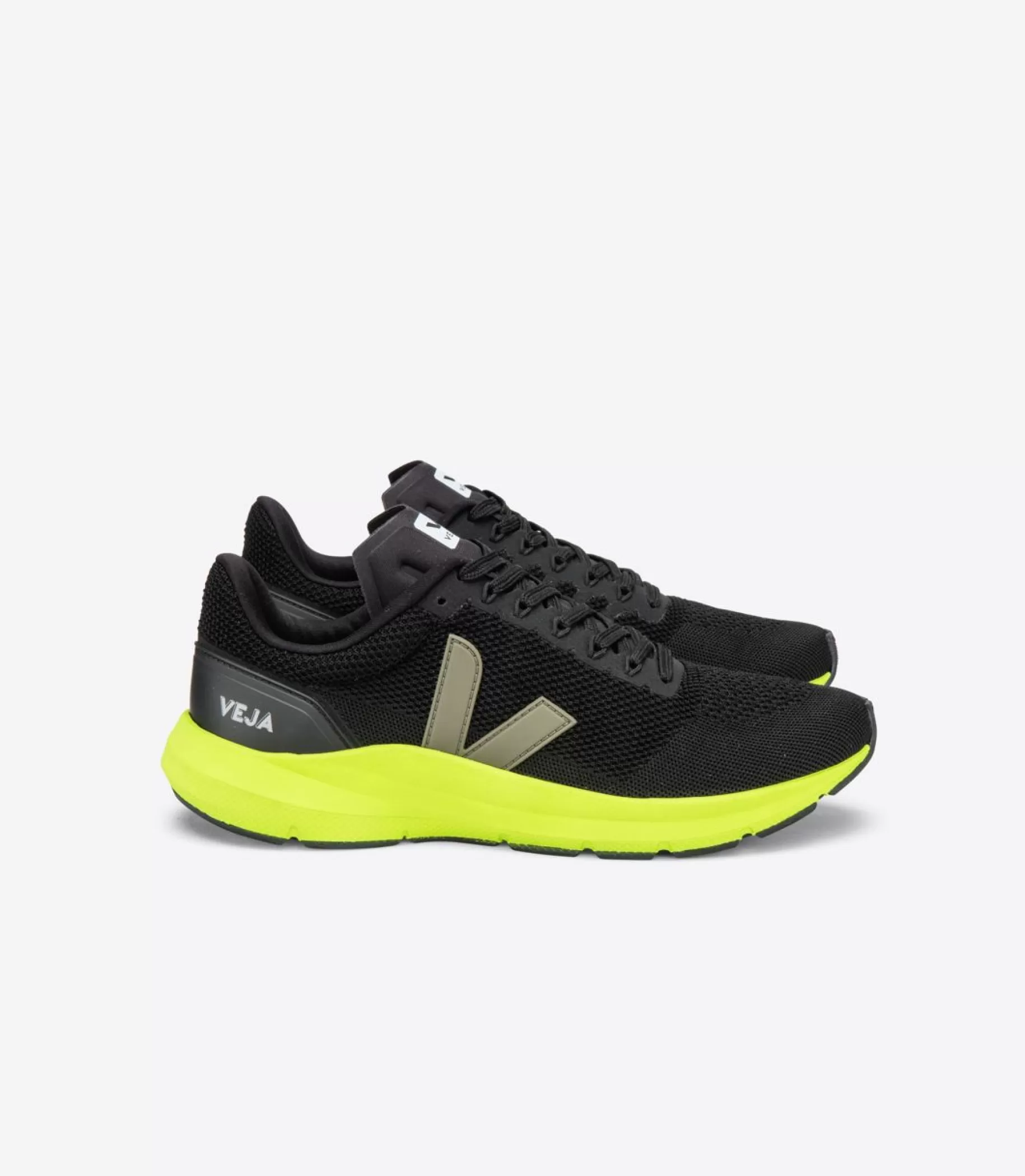 Cheap VEJA Marlin Lt V-Knit Black Kaki Jaune Fluo