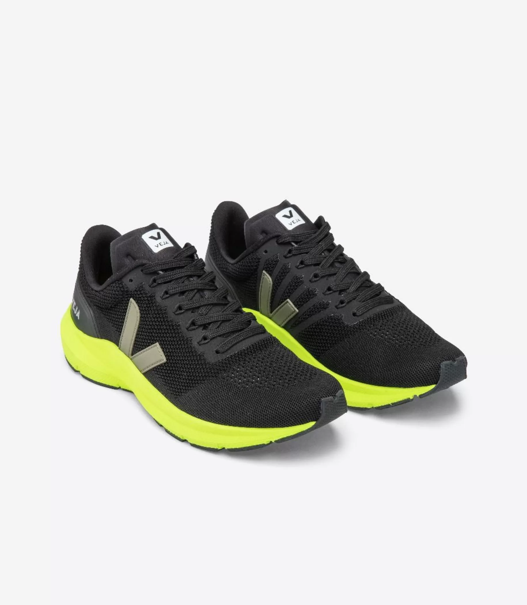 Cheap VEJA Marlin Lt V-Knit Black Kaki Jaune Fluo