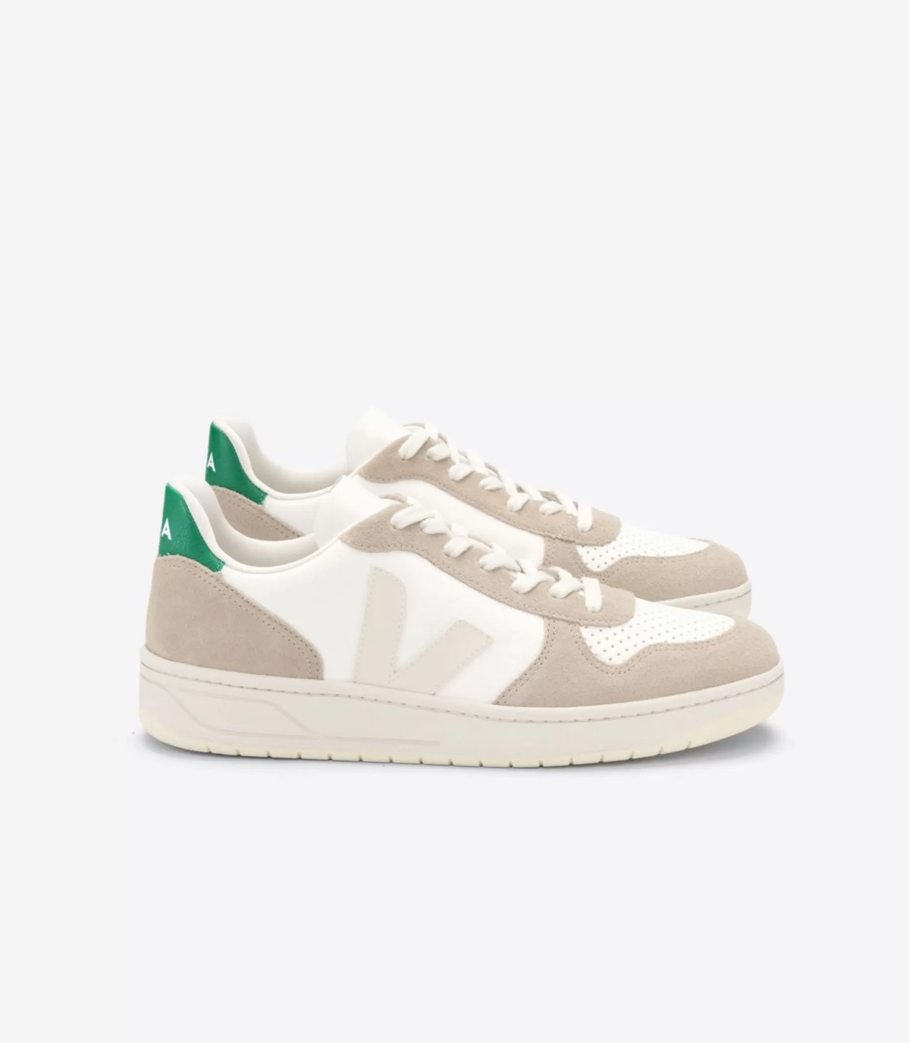 Fashion VEJA V-10 Chromefree Leather White Sahara Emeraude