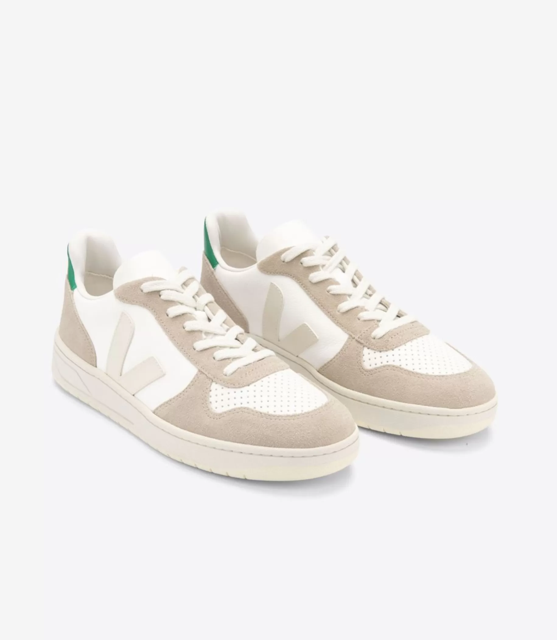Fashion VEJA V-10 Chromefree Leather White Sahara Emeraude