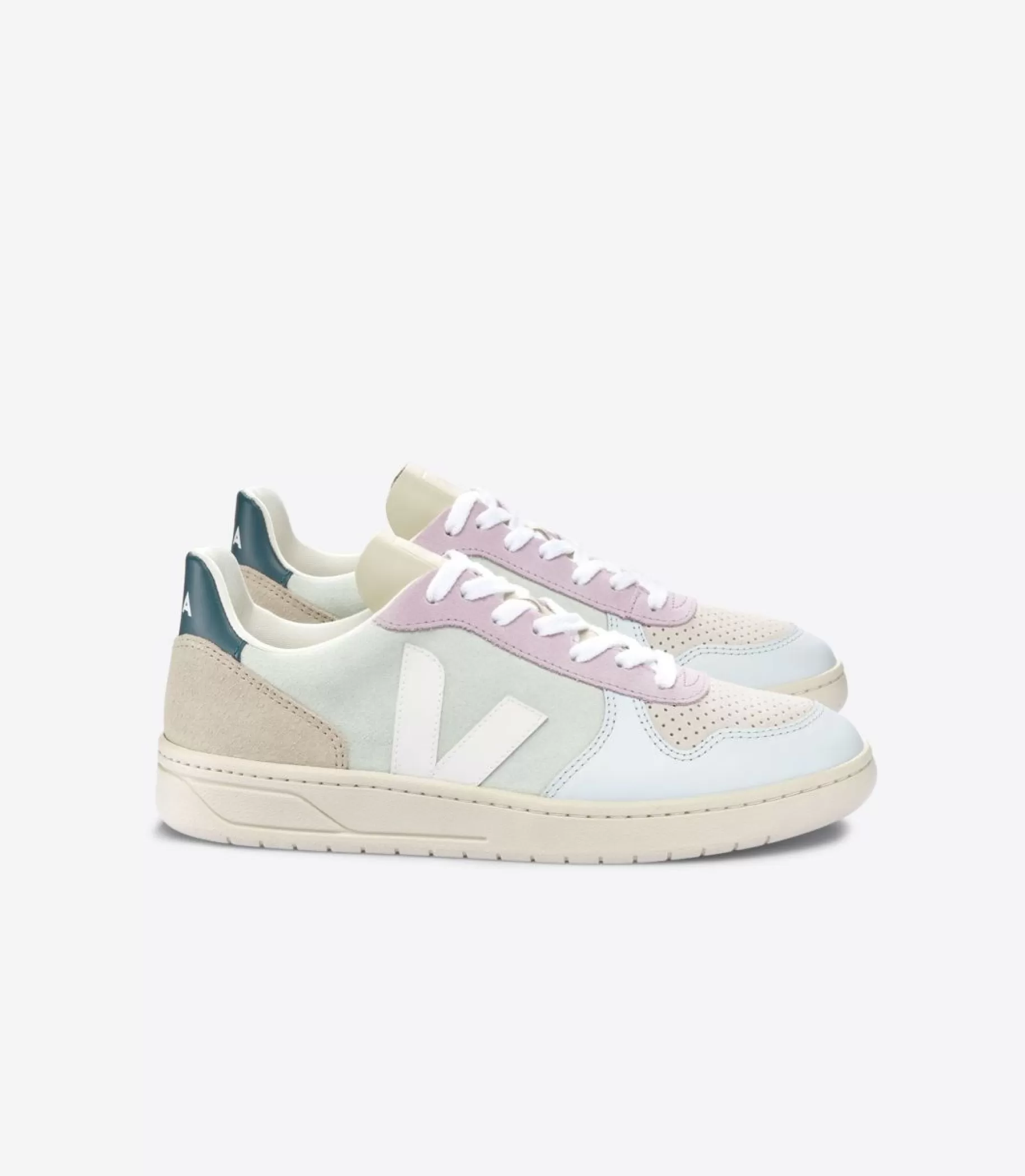 Fashion VEJA V-10 Suede Jade White Multico